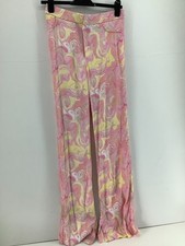 Zara Trousers Slit Ankle with Pink Orange Yellow Swirls Size L UK 10 12 32" Leg