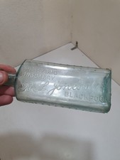 Vintage The Hydro Pharmacy R.L.Jones MPS Blackpool Aqua Glass Bottle Rare Find