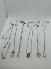 Six Delicate Sparkly Silver Necklaces with Diamonique Stone Pendants QVC
