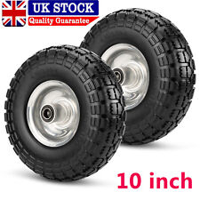 2x 10 Inch Puncture Proof Solid Tyres Sack Truck Trolley Wheel Barrow Heavy Duty