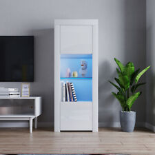 LED Display Cabinet Sideboard Living Room Cupboard High Gloss 2 Doors Matt Body