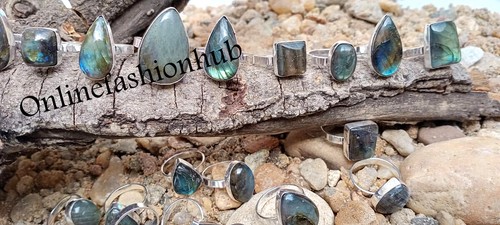 Labradorite gemstone rings lot - labradorite,