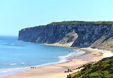 Filey Bay Seascape Canvas Picture Print Wall Art -Primrose Valley Reighton Sands