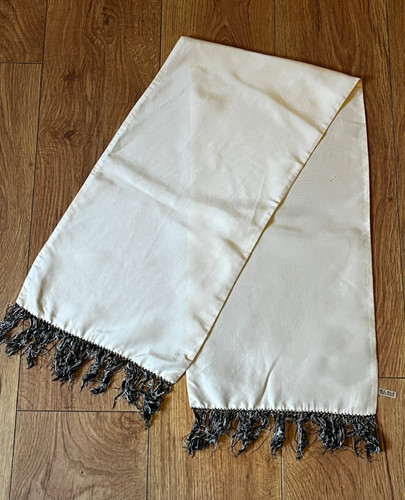 Vintage cream silk opera scarf - silk,