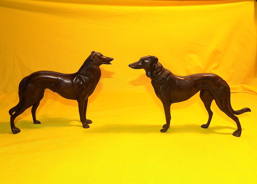 Pair bronze lurchers - pair,