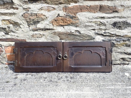 Pair vintage oak cabinet - vintage,