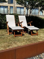 John Lewis Wood FSC-Certified, Garden Steamer Chairs, Two, Cushions, Covers