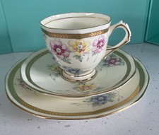 Vintage (1930’s)Tuscan China. Trio.RH/SL Plant. Floral,Gold Trim. Exc. Xmas Gift