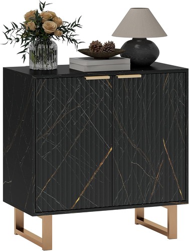 Black marble effect sideboard - black,