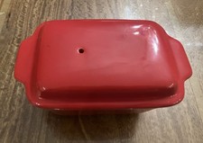 Bright Red Ceramic Pate Fois Gras Terrine / Press. 19 x 11.5 x 11cm. 1236g. VGC
