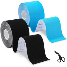 2 Rolls Kinesiology Tape 5cm x 5m Knee Shoulder Sports Tape Black Blue
