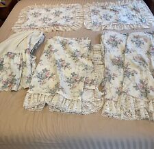 Vintage Dorma Croscill Rose Floral Lace  Shams bedskirt king Curtains Drapes