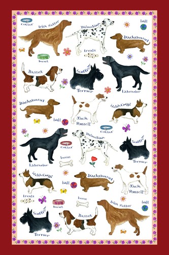 Dog breeds tea towel samuel - dog,