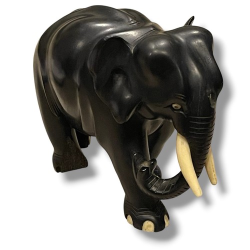 Vintage ebony wood elephant - ebony, w/