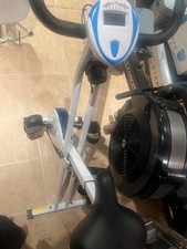 Davina McCall blue & white folding exercise bike - hardly used