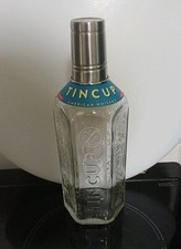 Tin Cup American Whiskey Empty Embossed Bottle With Cork and actual "Tin Cup"