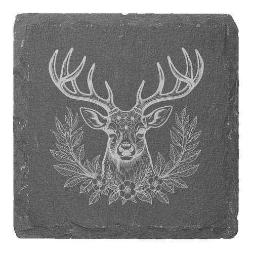 Floral stag head - head', slate