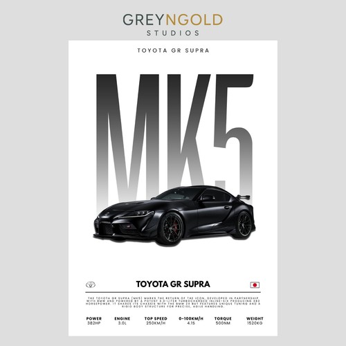 Toyota supra car poster - toyota,