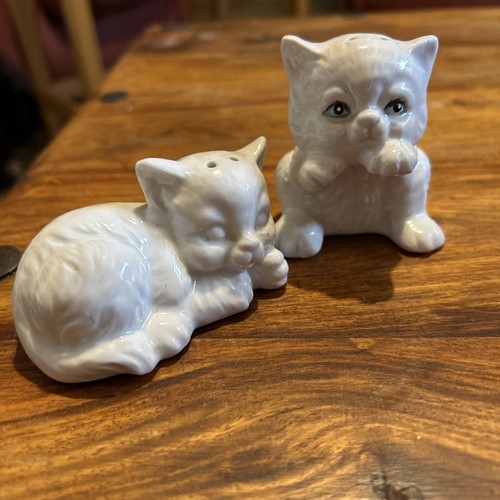 Vintage pretty white cat - pretty, salt