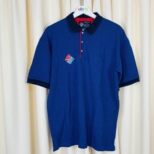 Dominos Unisex Polo Shirt Uniform Blue Short Sleeve Delivery Pizza Size W 18