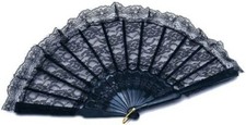 5 Black Lace Hand Fans. Spanish Fancy Dress. Moulin Rouge.