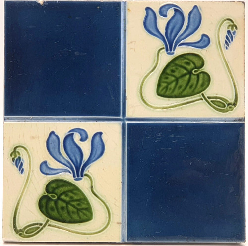 Antique fireplace tile blue - tile,
