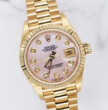 Beautiful 18ct Gold Ladies Rolex Oyster Perpetual Datejust - Pink Diamond Dial.