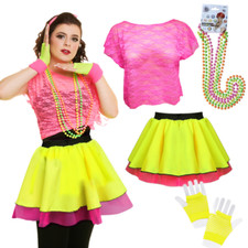 Ladies 80's TUTU DISCO fancy dress Costume NEON TUTU & Skirts UK ALL SIZES