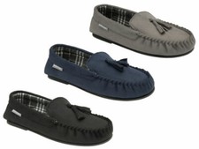Mens Dunlop Slippers Moccasins Loafers Classic Suede Effect Outdoor Sole Slip On