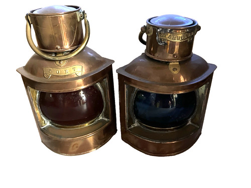 Vintage copper ship - vintage, lanterns