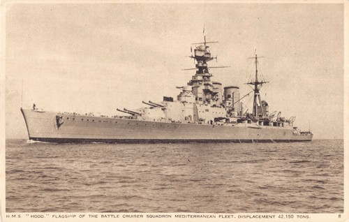 Postcard military hms hood - military,