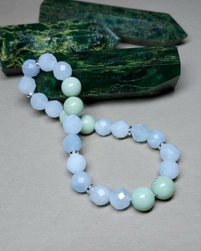 Faceted aquamarine bracelet - aquamarine,