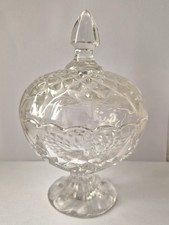 Elegant Antique / Vintage Cut Glass Bon Bon Dish With Lid VGC sweet bowl