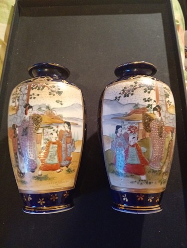 Satsuma mirror vases - satsuma,