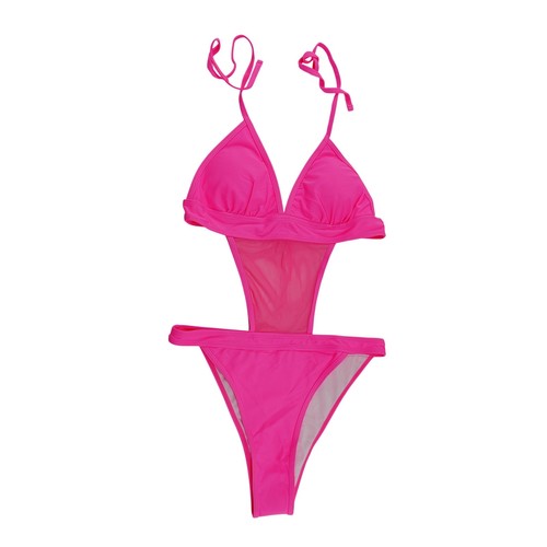 Hot pink mesh monokini - hot, cutout