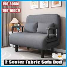 Upholstered 2 Seater Folding Sofa Bed Chair 5 Gear Convertible Sleeper Armchair