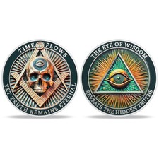 Masonic Coin Silver Plated Freemason Challenge Coin The Eye of Wisdom Skull Coin