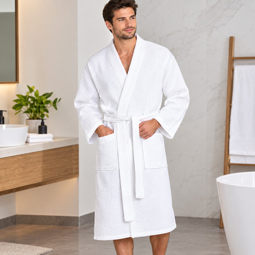 Mens waffle bathrobe dressing - waffle,