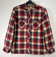 M&S North Coast Flannel Shirt Men Medium Brown Red Check Sherpa Lined Lumberjack