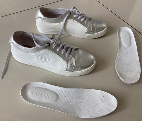 Chanel white silver metallic - silver,