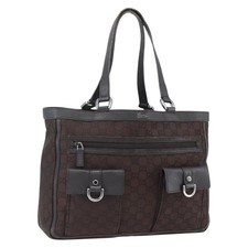 GUCCI GG Canvas Tote Bag Brown
