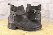 BLACK LEATHER ANKLE BIKER