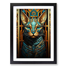 Egyptian Cat Orphism Framed Canvas Wall Art Print Poster Picture, Home Decor