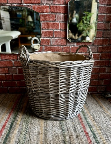 Wicker log basket with - basket,