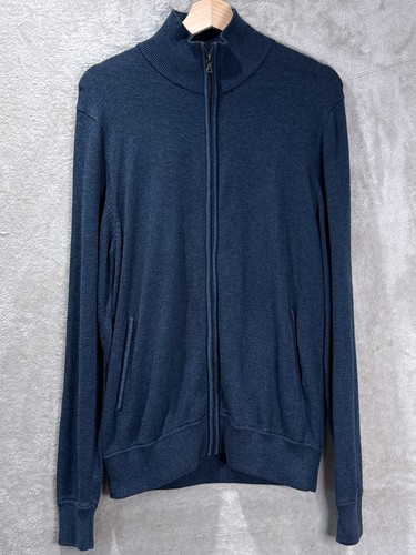 Mens navy cotton zip - m&s,