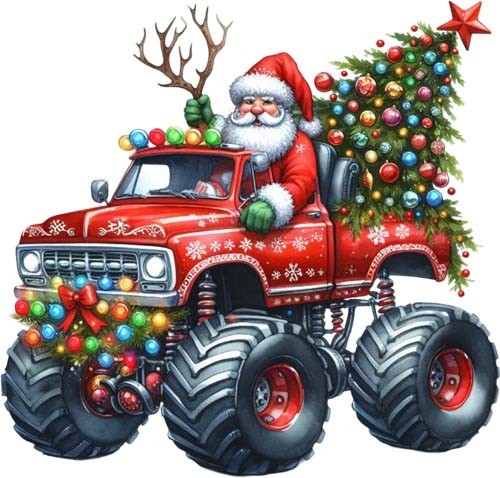 Christmas monster truck santa - christmas,