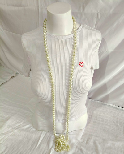 Vintage long glass faux pearl - glass,