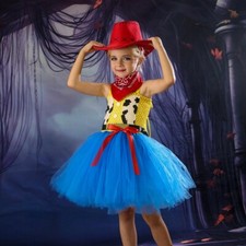 Kids Toy Story 4 Jessie Bubble Cosplay Costume Girls Halloween Outfit Hat Gift