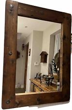 Large Wooden Rustic Frame Mirror Cottage Vintage Style