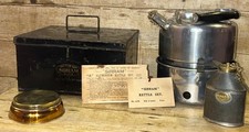 Vintage Sirram Marris Classic Car / Picnic Stove Tea Kettle Set In Original Tin